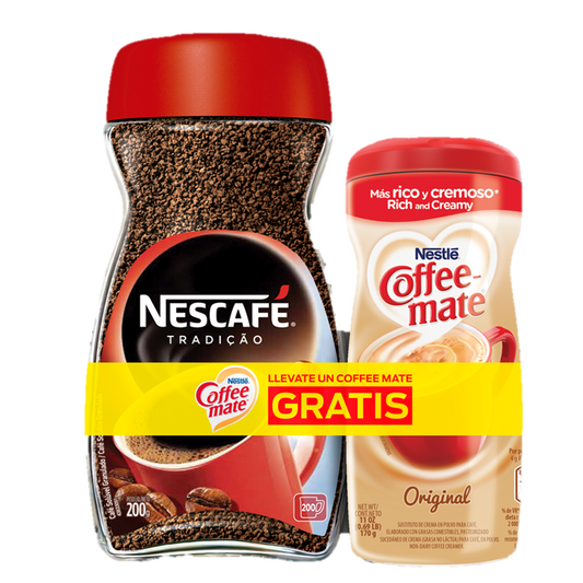 Nescafé Tradición frasco 200gr + Coffe mate de regalo